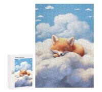 Puzzles pour Adolescents 300 PCS Sleeping Baby Red Fox Puzzles pour Adultes Jeu Familial Décoration Parfaite Difficile À Compléter 300 PCS