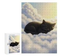 Puzzles pour Adolescents 300 PCS Sleeping Kitten on Clouds Puzzles pour Adultes - Jeu Manuel Anti-Stress - Cadeaux Uniques pour Anniversaire Et Noël 300 PCS