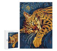 Puzzles pour Adolescents 300 PCS Sleeping Spotted Cat Art Puzzles pour Adultes, Jouets Anti-Stress, Activités Amusantes À Faire À La Maison, 300 PCS