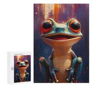 Puzzles pour Adolescents 300 PCS Smiling Frog Painting Puzzles pour Adolescents, Jouets Anti-Stress, Décoration Murale, Cadeaux d'anniversaire Et De Noël Uniques 300 PCS