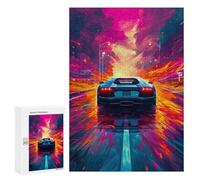 Puzzles pour Adolescents 300 PCS Speeding Sports Car Artwork Puzzles pour Adultes Assemblage De Modèles De Puzzles Défi À Réaliser Soirée Jeux Et Divertissement en Famille 300 PCS