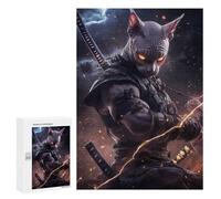 Puzzles pour Adolescents 300 PCS Sphynx Cat Samurai Warrior Animal Puzzles, Jeux Amusants, Assemblage De Motifs, Cadeaux Uniques d'anniversaire Et De Noël 300 PCS