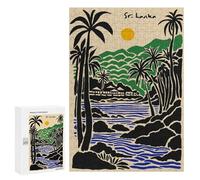 Puzzles pour Adolescents 300 PCS Sri Lanka Tropical Landscape Illustration Puzzles pour Adolescents - Jeu Familial - Décoration Murale - Interaction Parent-Enfant 300 PCS