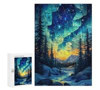 Puzzles pour Adolescents 300 PCS Stained Glass Night Sky Casse-têtes pour Adultes Jeu De Réflexion Assemblage De Motifs Interaction Parent-Enfant 300 PCS