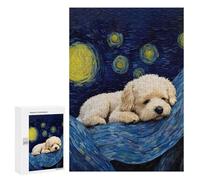 Puzzles pour Adolescents 300 PCS Starry Night Dog Sleepy Puzzles pour Adolescents Jeux Relaxants Assemblage De Motifs Cadeaux Uniques d'anniversaire Et De Noël 300 PCS