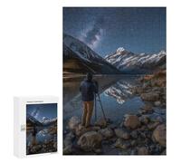 Puzzles pour Adolescents 300 PCS Starry Night Mountain Reflections Puzzles pour Adultes Assemblage De Modèles De Puzzles Défi À Réaliser Soirée Jeux Et Divertissement en Famille 300 PCS