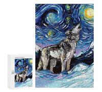 Puzzles pour Adolescents 300 PCS Starry Night Wolf Casse-têtes pour Adultes Jeu De Réflexion Assemblage De Motifs Interaction Parent-Enfant 300 PCS
