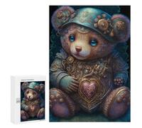 Puzzles pour Adolescents 300 PCS Steampunk Teddy Bear with Heart Puzzles pour Adultes Assemblage De Modèles De Puzzles Défi À Réaliser Soirée Jeux Et Divertissement en Famille 300 PCS