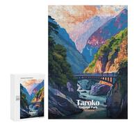 Puzzles pour Adolescents 300 PCS Taroko National Park, Taiwan Illustration Puzzles pour Adultes, Jouets Anti-Stress, Activités Amusantes À Faire À La Maison, 300 PCS