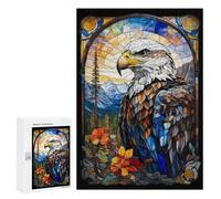 Puzzles pour Adolescents 300 PCS The Eagle Stained Glass Pa Puzzles pour Adultes - Jeu Manuel Anti-Stress - Cadeaux Uniques pour Anniversaire Et Noël 300 PCS