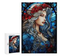 Puzzles pour Adolescents 300 PCS The Lady in Blue Puzzles pour Adultes Jeu Familial Décoration Parfaite Difficile À Compléter 300 PCS