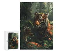 Puzzles pour Adolescents 300 PCS Tiger Deer Fairy Tale Puzzles pour Adolescents, Jouets Anti-Stress, Décoration Murale, Cadeaux d'anniversaire Et De Noël Uniques 300 PCS