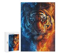 Puzzles pour Adolescents 300 PCS Tiger Fire and Ice Art Print-1 Puzzles pour Adolescents Améliorent La Mémoire Difficiles À Compléter Jeux Stimulants 300 PCS