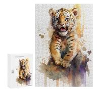 Puzzles pour Adolescents 300 PCS Tiger Watersketch Casse-têtes pour Adultes Jeu De Réflexion Assemblage De Motifs Interaction Parent-Enfant 300 PCS