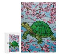 Puzzles pour Adolescents 300 PCS Turtle and Cherry Blossoms Art Puzzles pour Adultes, Jouets Anti-Stress, Activités Amusantes À Faire À La Maison, 300 PCS