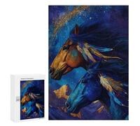 Puzzles pour Adolescents 300 PCS Two Horses Mountain Landscape Casse-têtes pour Adultes Jeux De Détente Analyse Et Logique Activités Amusantes À La Maison, 300 PCS
