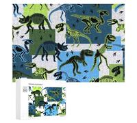 Puzzles pour Adolescents 300 PCS Vibrant Dinosaur Skeletons Pattern Puzzle Anti-Stress, Jouet Idéal pour Une Décoration Amusante À La Maison, 300 PCS