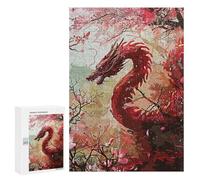 Puzzles pour Adolescents 300 PCS Vintage Red Dragon Puzzles pour Adolescents Jeux Relaxants Assemblage De Motifs Cadeaux Uniques d'anniversaire Et De Noël 300 PCS