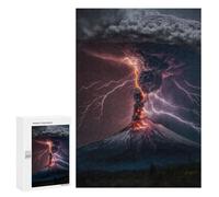 Puzzles pour Adolescents 300 PCS Volcano Eruption with Lightning-2 Puzzles pour Adultes Jouets Anti-Stress pour S'amuser en Famille Interaction Parent-Enfant 300 PCS