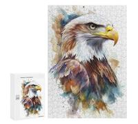 Puzzles pour Adolescents 300 PCS Watercolor Bald Eagle Puzzles pour Adolescents, Jouets À Faire Soi-même, Activités Amusantes À La Maison pour Passer Le Temps, 300 PCS