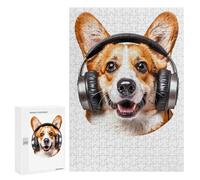 Puzzles pour Adolescents 300 PCS Welsh Corgi Headphones Puzzles, Jeux Relaxants, Décoration Intérieure, Cadeaux Et Idées Cadeaux Uniques pour Un Anniversaire 300 PCS