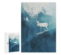 Puzzles pour Adolescents 300 PCS White Deer in Blue Abstract Landscape Puzzles pour Adolescents, Jouets Anti-Stress, Décoration Murale, Cadeaux d'anniversaire Et De Noël Uniques 300 PCS