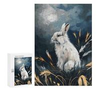 Puzzles pour Adolescents 300 PCS White Rabbit Under Moonlight Puzzles pour Adultes Jeux De Société en Famille Améliorer La Mémoire Cadeaux d'anniversaire Uniques 300 PCS