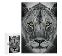 Puzzles pour Adolescents 300 PCS Wild Lion Face Yellow Eye Jeu De Puzzle Familial Décoration Parfaite Cadeaux Uniques pour Un Anniversaire Et Noël 300 PCS