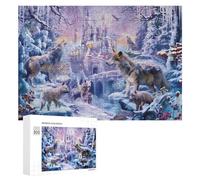 Puzzles pour Adolescents 300 PCS Winter Fantasy Castle Wolves Puzzles pour Adultes Jouets Anti-Stress Améliorent La Mémoire Difficiles Et Stimulants 300 PCS