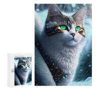 Puzzles pour Adolescents 300 PCS Winter Fantasy Cat Art Print Puzzles pour Adolescents - Jeu Familial - Décoration Murale - Interaction Parent-Enfant 300 PCS
