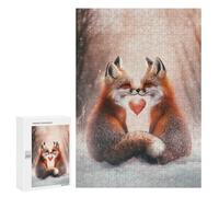 Puzzles pour Adolescents 300 PCS Winter Foxes Romance Puzzles pour Adultes Assemblage De Modèles De Puzzles Défi À Réaliser Soirée Jeux Et Divertissement en Famille 300 PCS