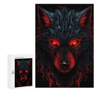 Puzzles pour Adolescents 300 PCS Wolf Red and Black Animals Puzzles pour Adultes - Jeu Manuel Anti-Stress - Cadeaux Uniques pour Anniversaire Et Noël 300 PCS