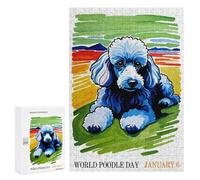 Puzzles pour Adolescents 300 PCS World Poodle Day Poster Puzzles pour Adolescents - Jeu Familial - Décoration Murale - Interaction Parent-Enfant 300 PCS