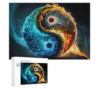 Puzzles pour Adolescents 300 PCS Yin Yang Fire & Ice Harmony Puzzle Anti-Stress, Jouet Idéal pour Une Décoration Amusante À La Maison, 300 PCS