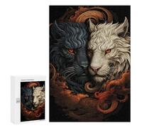 Puzzles pour Adolescents 300 PCS Yin Yang Lions Art Print Puzzles pour Adolescents Améliorent La Mémoire Difficiles À Compléter Jeux Stimulants 300 PCS