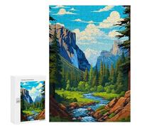 Puzzles pour Adolescents 300 PCS Yosemite River Pixel Art Puzzles pour Adultes Jeux Relaxants pour S'amuser en Famille Cadeaux De Noël Et d'anniversaire 300 PCS