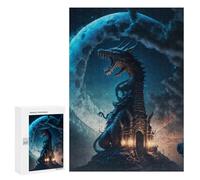 Puzzles pour adolescents 300 pièces Dragon Castle Moonlit Night Puzzles pour adultes Jeux relaxants Coupe précise Jeu difficile Cadeaux 300 pièces