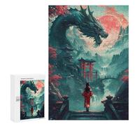 Puzzles pour Adolescents 300 Pièces Japonais Dragon Geisha Puzzles pour Adultes Jeux Relaxants Difficiles Activités Amusantes Pour La Maison 300 Pièces