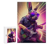 Puzzles pour adolescents 300 pièces Lapin Rock Star Guitar Puzzles pour adultes Jeux de réflexion Décoration de la maison Activités amusantes à la maison 300 pièces
