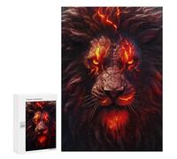 Puzzles pour adolescents 300 pièces Portrait Fiery Lion -1 Puzzle anti-stress, décoration parfaite, activités amusantes pour la maison, 300 pièces