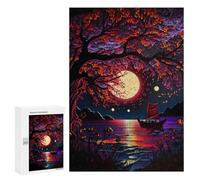 Puzzles pour adolescents 300 pièces Puzzles Big Tree and Small Boat Puzzle pour adultes Jeu de réflexion Cadeaux pour femmes pour anniversaire, Noël 300 pièces