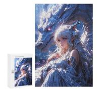 Puzzles pour adolescents 300 pièces Puzzles enchantés Bond Elven Maiden et Mystic Dragon Puzzles pour adultes Jouets anti-stress Défi Difficile Cadeaux d'anniversaire uniques 300 pièces