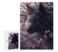 Puzzles pour adolescents 300 pièces Puzzles Japonais Noir Kitsune Fox Énigme pour Adultes Jeu de Réflexion Cadeaux pour Femmes pour Anniversaire, Noël 300 pièces
