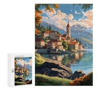 Puzzles pour adolescents 300 pièces Village by The Lake Puzzle anti-stress, décoration parfaite, activités amusantes pour la maison, 300 pièces