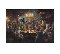 Puzzles pour Adolescents 38x26cm/1000pcs A Cat Dinner Party in A Fantasy Setting Puzzles pour Adultes Jeux Relaxants Décoration Parfaite Cadeaux Et Anniversaires Uniques 38x26cm/1000pcs