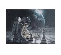 Puzzles pour Adolescents 38x26cm/1000pcs Astronaut Playing Chess on The Moon Puzzles pour Adultes Jeu Manuel Découpe De Précision Cadeaux d'anniversaire Et Autres Cadeaux Uniques 38x26cm/1000pcs