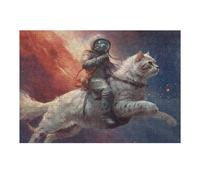 Puzzles pour Adolescents 38x26cm/1000pcs Astronaut Riding A Giant Cat in Space Puzzles pour Adultes : Jeux Amusants, Anti-Stress, Difficiles Et Stimulants 38x26cm/1000pcs