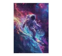 Puzzles pour Adolescents 38x26cm/1000pcs Astronaut Surfing in Space Casse-têtes pour Adultes, Jeu De Réflexion, Améliore La Mémoire, Cadeaux pour Les Amis Et La Famille 38x26cm/1000pcs