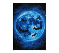 Puzzles pour Adolescents 38x26cm/1000pcs Bats Flying in Front of Blue Moon Puzzles pour Adultes Jouets Anti-Stress Une Œuvre d'art Stimule Le Cerveau 38x26cm/1000pcs