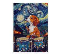 Puzzles pour Adolescents 38x26cm/1000pcs Beagle Drummer Starry Night Puzzles pour Adultes Jeux De Famille Améliore La Mémoire Difficile À Compléter 38x26cm/1000pcs